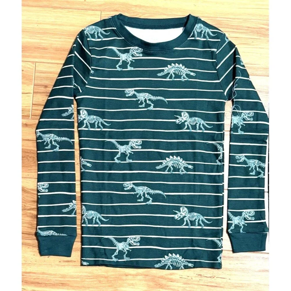 NWOT Member's Mark Sz 8 Organic Cotton 2pc Snug Fit Pajama Set Dino Dinosaurs
